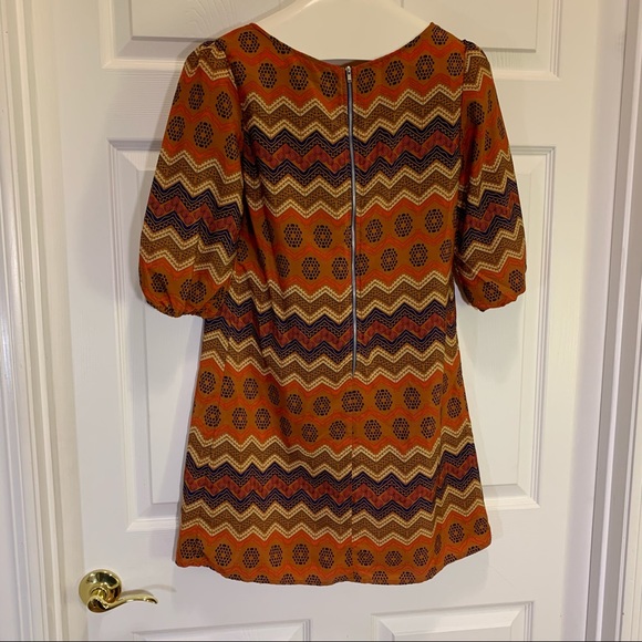Rue 21 Brown Orange Navy Shift Dress Size M - Picture 4 of 7